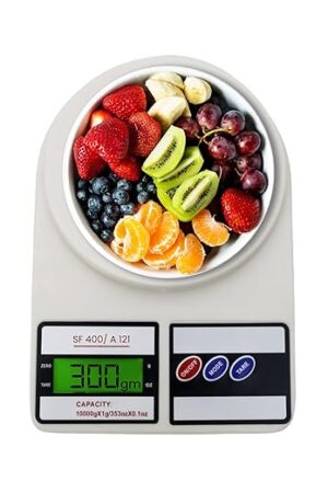 Atom 10Kg Kitchen Weight Machine 6 Months Warranty, Digital Scale with LCD Display, Scale for Home Baking, Cooking & Balance Diet. Weighing Machine with capacity 10Kg, SF400/A121,Color May Vary