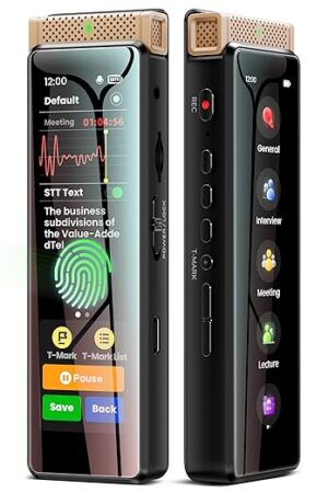 Innioasis 136GB Voice Recorder Device with Playback, Full Touchscreen Audio Recording Device with AI Intelligent Transcription and Bluetooth, Voice Recorder Mic and Voice Activated Sound (Gold)