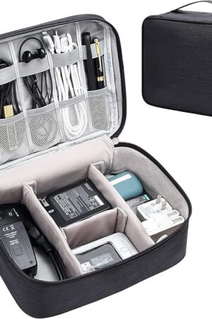 SaleOn Cable Organizer Case Bag – Electronics Accessories Travel Gadget Bag & Hard Disk Bag – Water-Resistant Portable Storage, Sleek Black (6-Month Warranty)